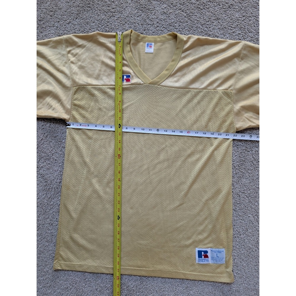 Russell Athletic Football Jersey Mens L Polyester Gold Vintage 90s Mesh USA - Picture 3 of 5